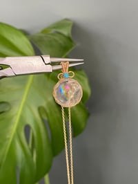 Image 2 of Gold Clear Quartz Sphere Crystal Necklace