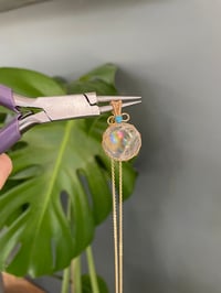 Image 6 of Gold Clear Quartz Sphere Crystal Necklace