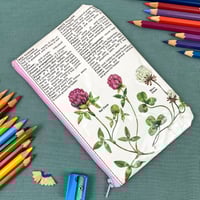 Image 2 of Rose and Clover, Wild Flowers Guide Book Page Pencil Case