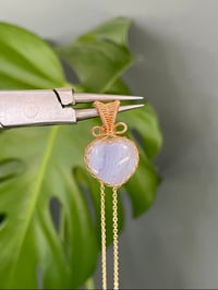 Image 1 of Gold Blue Lace Agate Heart Crystal Necklace