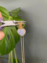 Image 7 of Gold Blue Lace Agate Heart Crystal Necklace