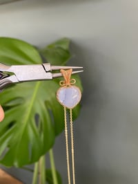 Image 3 of Gold Blue Lace Agate Heart Crystal Necklace