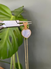 Image 2 of Gold Blue Lace Agate Heart Crystal Necklace