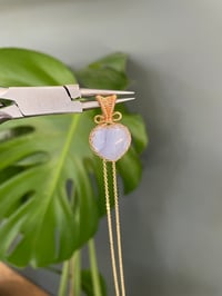 Image 4 of Gold Blue Lace Agate Heart Crystal Necklace