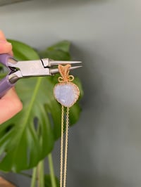 Image 6 of Gold Blue Lace Agate Heart Crystal Necklace