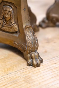 Image 6 of Pair of French Antique Ecclesiastical Sacred Heart Brass Candle Sticks