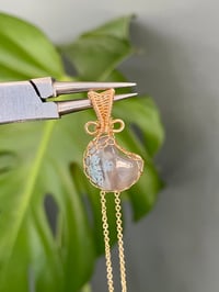 Image 1 of Gold Moss Agate Moon Crystal Necklace