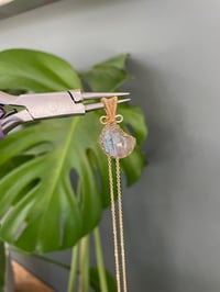 Image 3 of Gold Moss Agate Moon Crystal Necklace