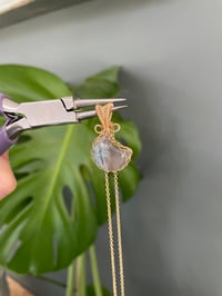 Image 4 of Gold Moss Agate Moon Crystal Necklace