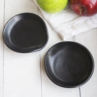 Image 5 of Medium Satin Black Spoon Rest, Handmade Ceramic Coffee Spoon Dish, Made in USA