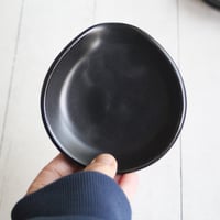 Image 6 of Medium Satin Black Spoon Rest, Handmade Ceramic Coffee Spoon Dish, Made in USA