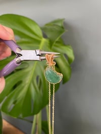 Image 6 of Gold Green Strawberry Quartz Moon Crystal Necklace