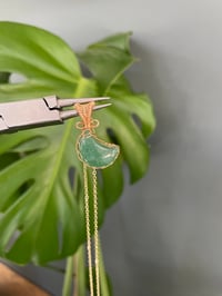 Image 3 of Gold Green Strawberry Quartz Moon Crystal Necklace