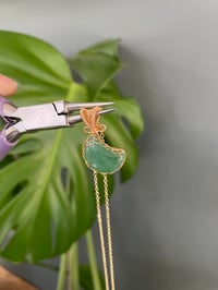 Image 5 of Gold Green Strawberry Quartz Moon Crystal Necklace