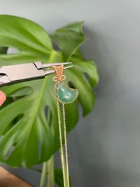 Image 4 of Gold Green Strawberry Quartz Moon Crystal Necklace