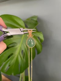 Image 5 of Gold Green Strawberry Quartz Teardrop Crystal Necklace
