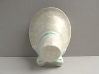 Image 2 of Vintage 1950s Pottery Wall Pocket, Bonnet Hat Shape, Cream Beige & Pale Green 