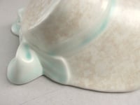 Image 11 of Vintage 1950s Pottery Wall Pocket, Bonnet Hat Shape, Cream Beige & Pale Green 