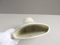 Image 14 of Vintage 1950s Pottery Wall Pocket, Bonnet Hat Shape, Cream Beige & Pale Green 