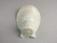Image 4 of Vintage 1950s Pottery Wall Pocket, Bonnet Hat Shape, Cream Beige & Pale Green 