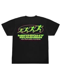 Image 1 of Midnight Runner S/S '25 collection: Green & Pink logo tee 