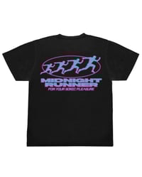 Image 1 of Midnight Runner S/S '25 collection: Blue & Pink logo tee 