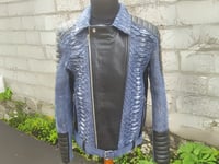 Image 1 of Biker Python Jacket - Real Snakeskin Leather Quilted Accents 