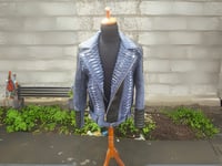 Image 4 of Biker Python Jacket - Real Snakeskin Leather Quilted Accents 