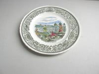 Image 3 of Vintage Mason's Pottery Plate 'Ducks in Delight' Angling Series, Georgian Style Illustration 