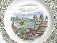 Image 4 of Vintage Mason's Pottery Plate 'Ducks in Delight' Angling Series, Georgian Style Illustration 