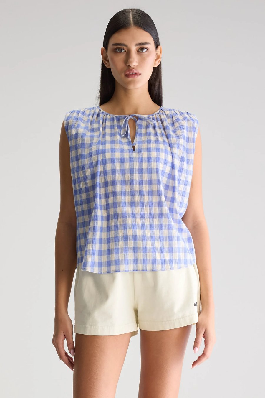 Image of 1-Blusa sin mangas cuadro vichy