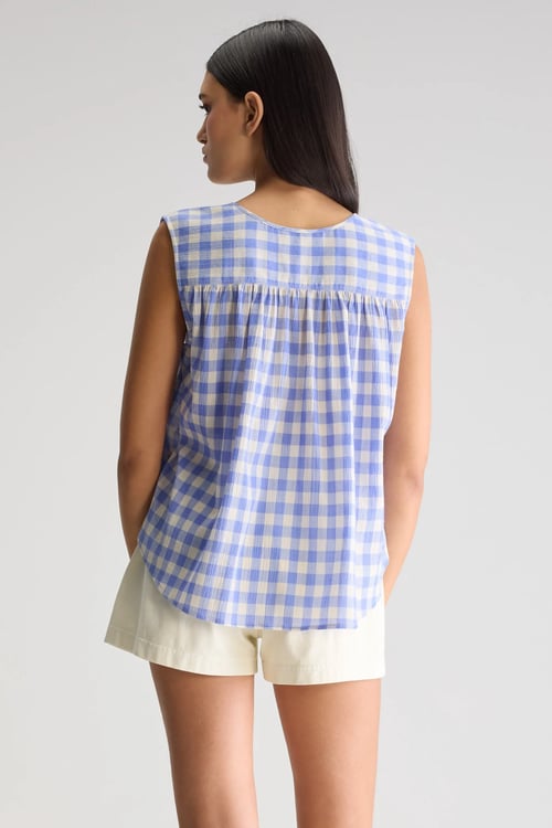 Image of 1-Blusa sin mangas cuadro vichy