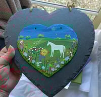 Hanging large slate heart