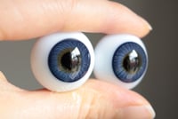 Image 2 of 24mm - German Glass Eyes - Flat Back - Economy Eyes - Dark Blue - Large Iris