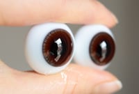 Image 2 of 24mm - German Glass Eyes - Flat Back - Economy Eyes - Chocolate-Brown - Large Iris
