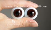 Image 1 of 24mm - German Glass Eyes - Flat Back - Economy Eyes - Chocolate-Brown - Large Iris