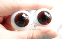 Image 4 of 24mm - German Glass Eyes - Flat Back - Economy Eyes - Chocolate-Brown - Large Iris