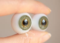 Image 2 of 20mm - German Glass Eyes - Flat Back - Green - Large Iris