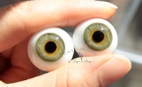 Image 4 of 20mm - German Glass Eyes - Flat Back - Green - Large Iris