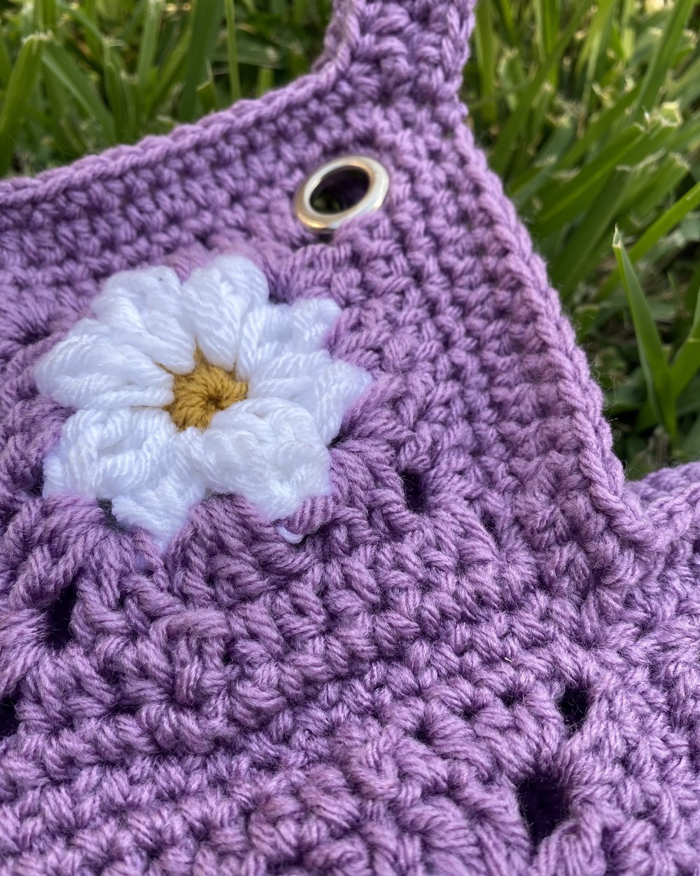 Image of Granny Square Bag Purple and Daisies