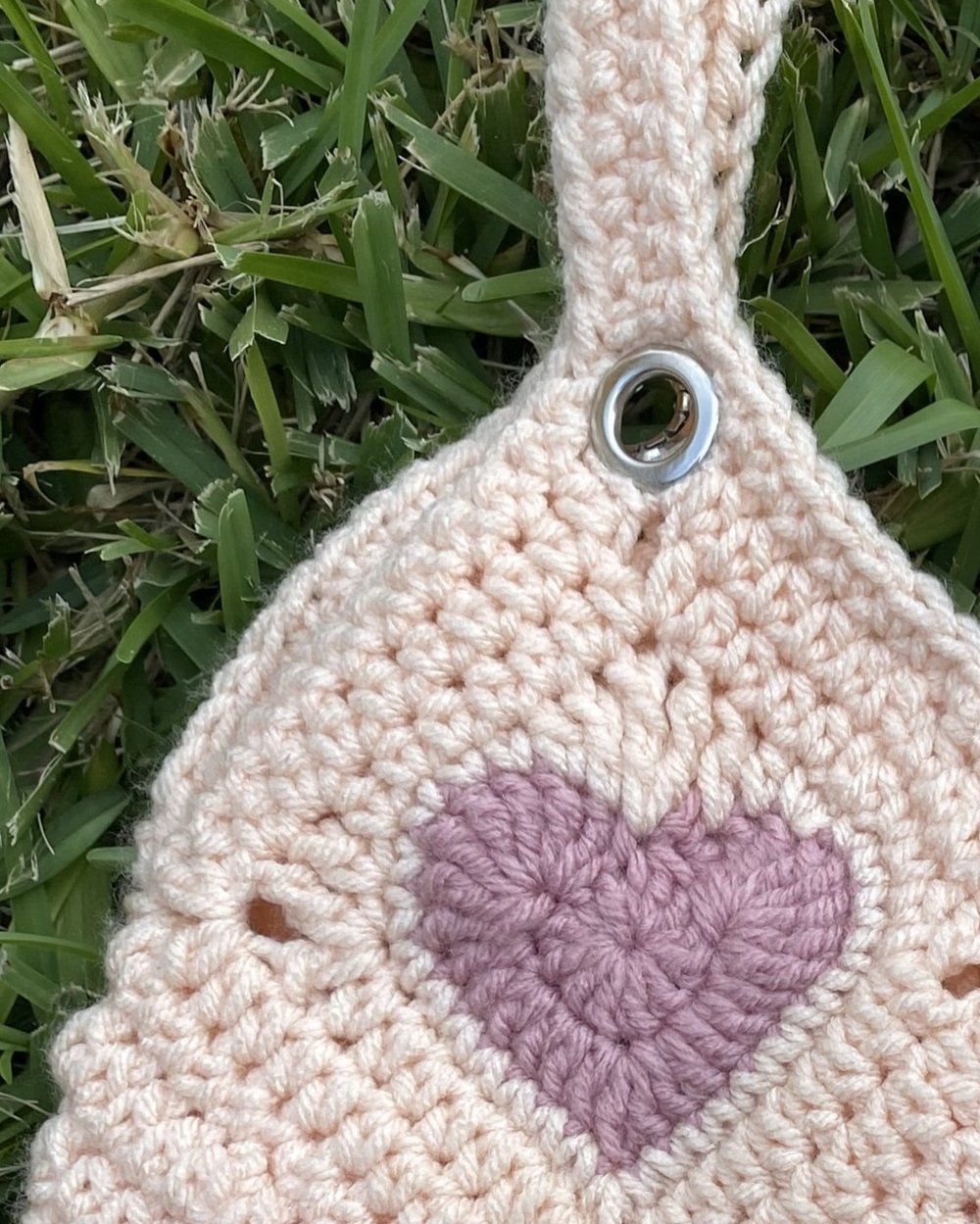 Image of Granny Square Bag Pink and Hearts 