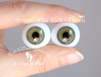 Image 1 of 20mm - German Glass Eyes - Flat Back - Green - Large Iris