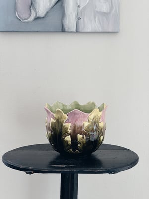 Rosa og grøn blad majolica 