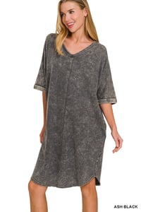 Black Acid Wash DIVA Tshirt Dress 
