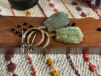Image 2 of Carved Labradorite feather and brass earrings 