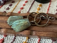 Image 9 of Carved Labradorite feather and brass earrings 