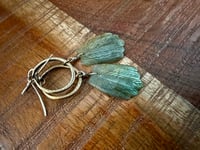 Image 17 of Carved Labradorite feather and brass earrings 