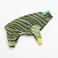 Image 5 of woven green black italian greyhound catneydogney upcycled dog jumpsuit pajama legs romper long iggy