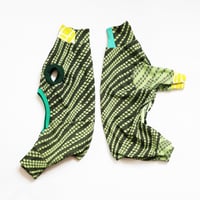 Image 1 of woven green black italian greyhound catneydogney upcycled dog jumpsuit pajama legs romper long iggy