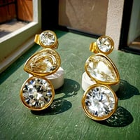 Image 3 of Tripple Diamond Drop CZ Earrings